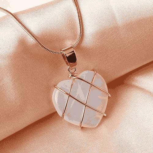 Metal Wrapped Love Heart Crystal Stone Pendant